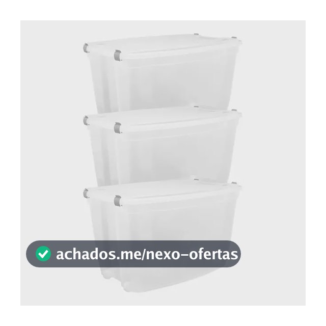 03 Caixa Organizadora Grande Plástico 78 Litros Transparente Transparente Liso