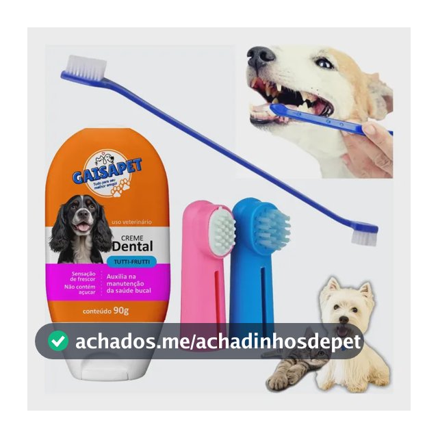 Kit Escova De Dente Pet + Pasta De Dente Para Cachorro Gato