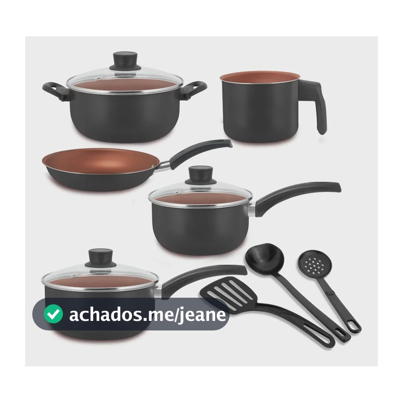 Jogo De Panela Antiaderente Conjunto Caçarola Kit 8 Peças Cor Preto/cobre