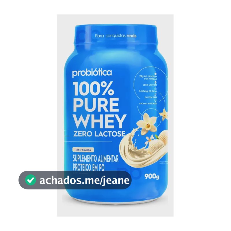 Whey Protein 900g 100% Pure Whey Zero Lactose Probiótica Whey Concentrado Baunilha Sem Lactose