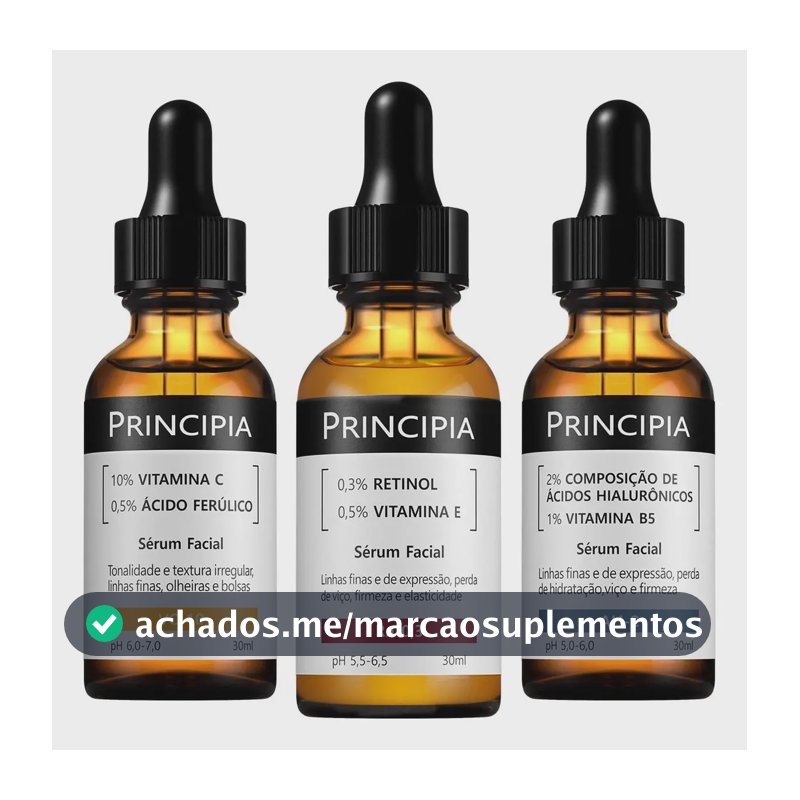 Principia Kit C/3 Séruns Vitamina C + Retinol + Hialurônicos