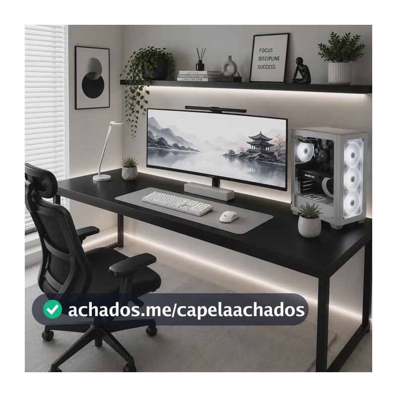 Mesa Para Setup Gamer 150cm Industrial Escritório Pés Aço Preto