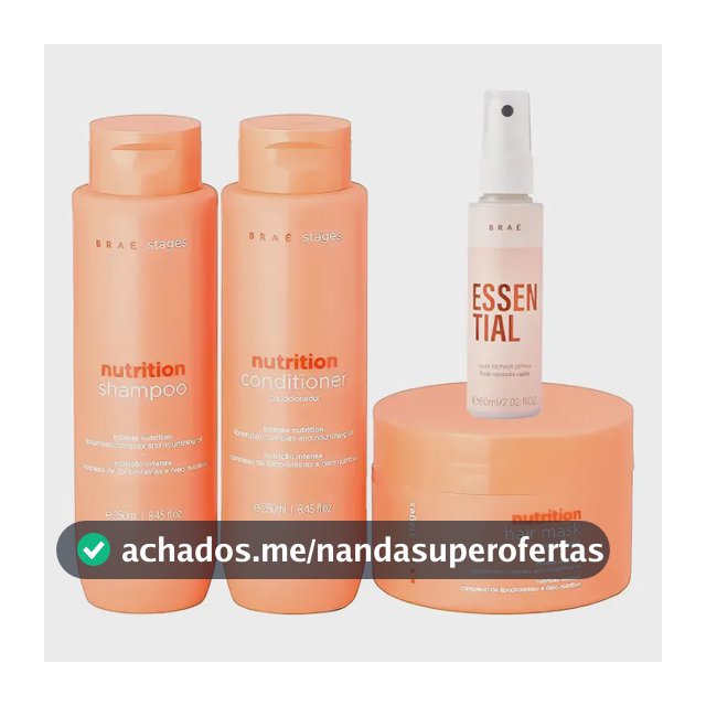 Kit Braé Stages Nutrition Shampoo,cond,másc + Essential 60ml