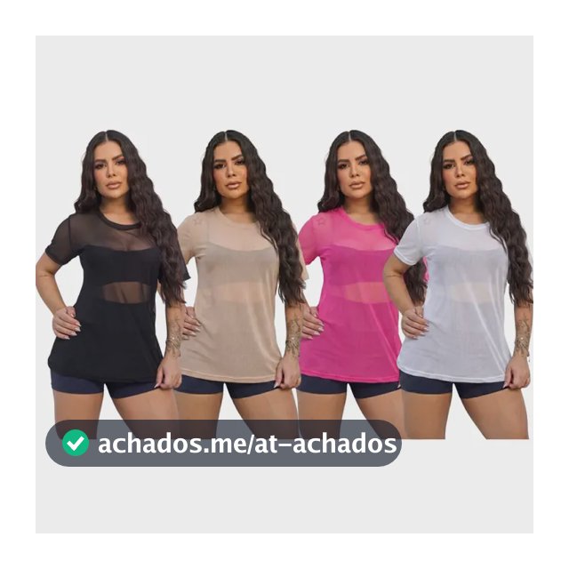 Kit 4 Blusas Tule Transparente Fitness Academia Camisa