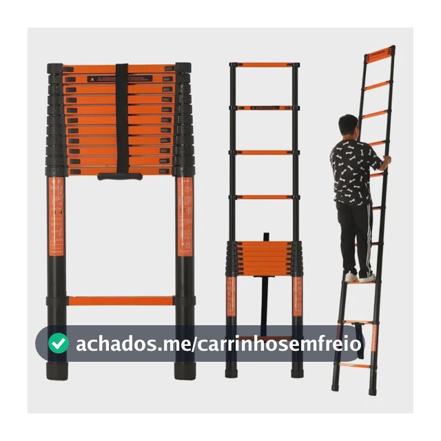 Escada Telescópica,9 Degraus, 3.5 M Antiderrapante Laranja-escuro