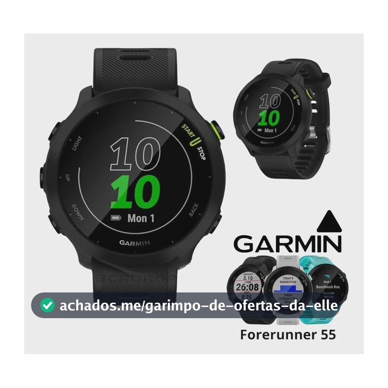 Relógio Garmin Forerunner 55 Preto Monitor Cardíaco Pulso Mesh