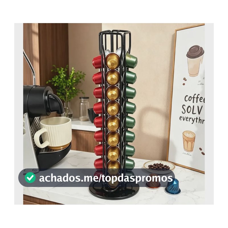 Suporte Capsula Nespresso Giratório Cromado 40 Cápsulas As Shown