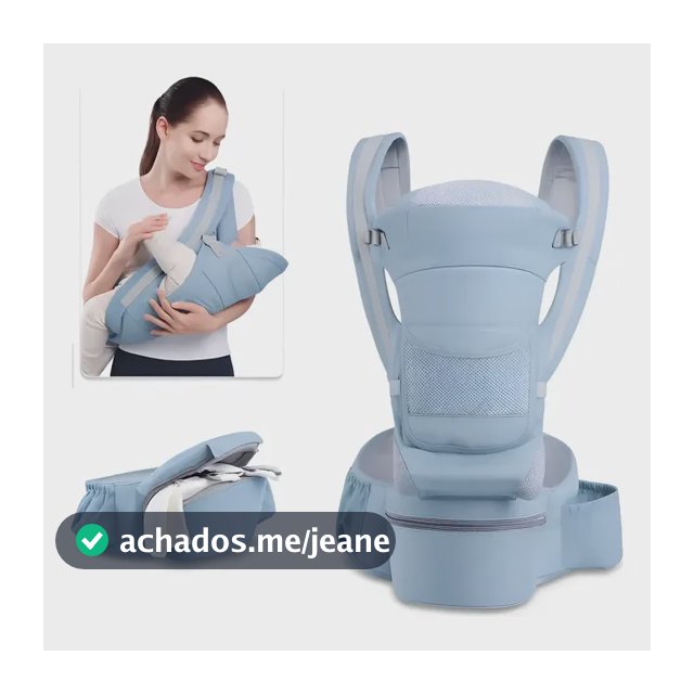 Bolsa Canguru Reforçada Ajustável Bebe Neném Infantil - Azul