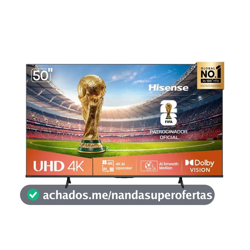 Smart TV Hisense 4K 50" Polegadas 50A6NV com Dolby Vision, HDR10, HLG, Dolby Gaming, Film Maker, DTS Virtual X, Compatibilidade Alexa e Google Home
