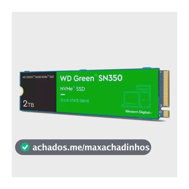Ssd 2tb M.2 2280 Nvme Pcie Gen3 Western Digital WD Green SN350 Wds200t3g0c Velocidade De Leitura Até 3200mb/s Cor Verde Disco Sólido Interno