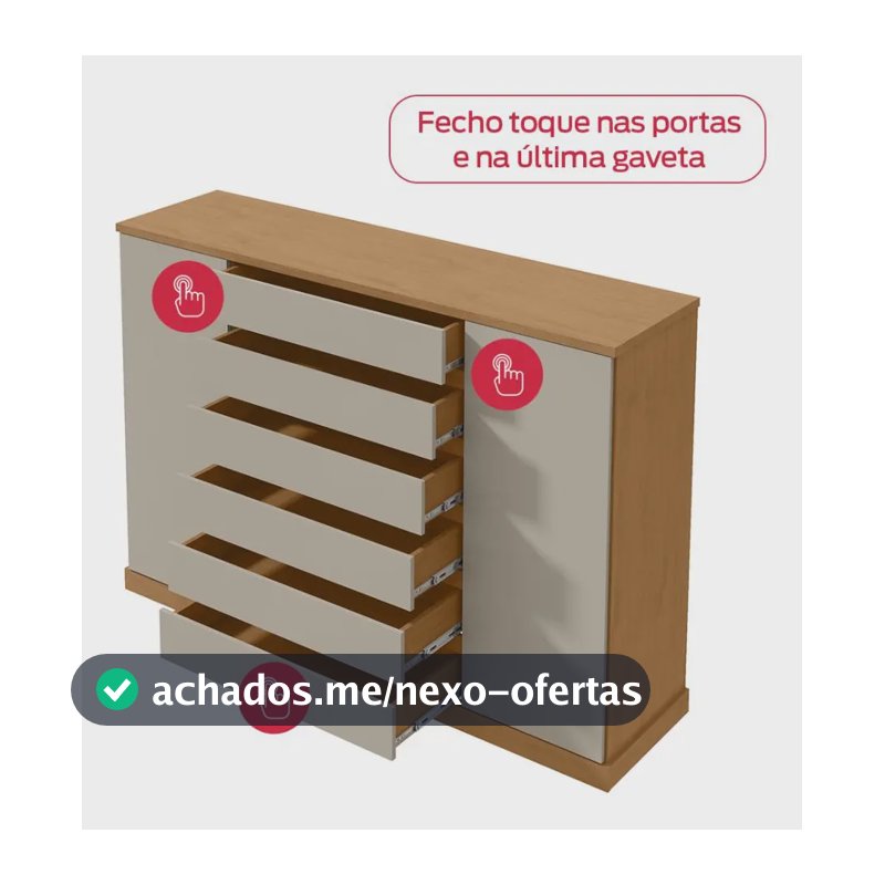 Cômoda 2 Portas 7 Gavetas 3 Prateleiras Vedra Bjwt