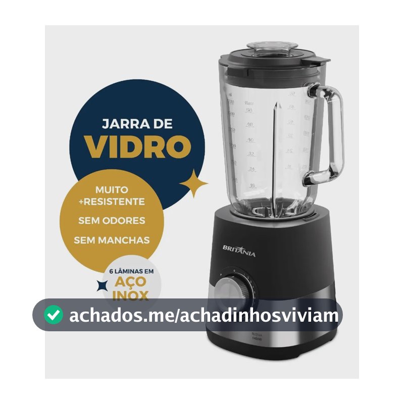 Liquidificador Britânia BLQ14A 1400W 2.3L com Jarra de Vidro e 12 Velocidades