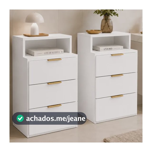 Kit 2 Gaveteiros 3 Gavetas Mdp 58x33x30 Espaço Quarto Sala Laqueado Branco