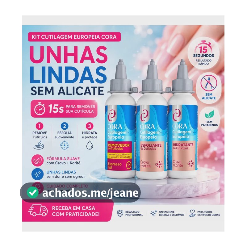 Kit Cutilagem Europeia Cora Remove Cuticula Sem Alicate Profissional