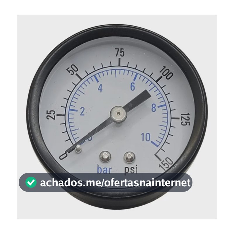 Manômetro Horizontal Rosca 1/4 Bsp Escala 0 A 10 Bar 150 Psi