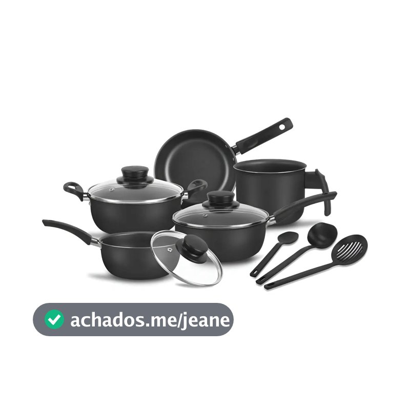 Jogo De Panelas Antiaderente Decorada Teflon Com Tampa Cor Preto/preto