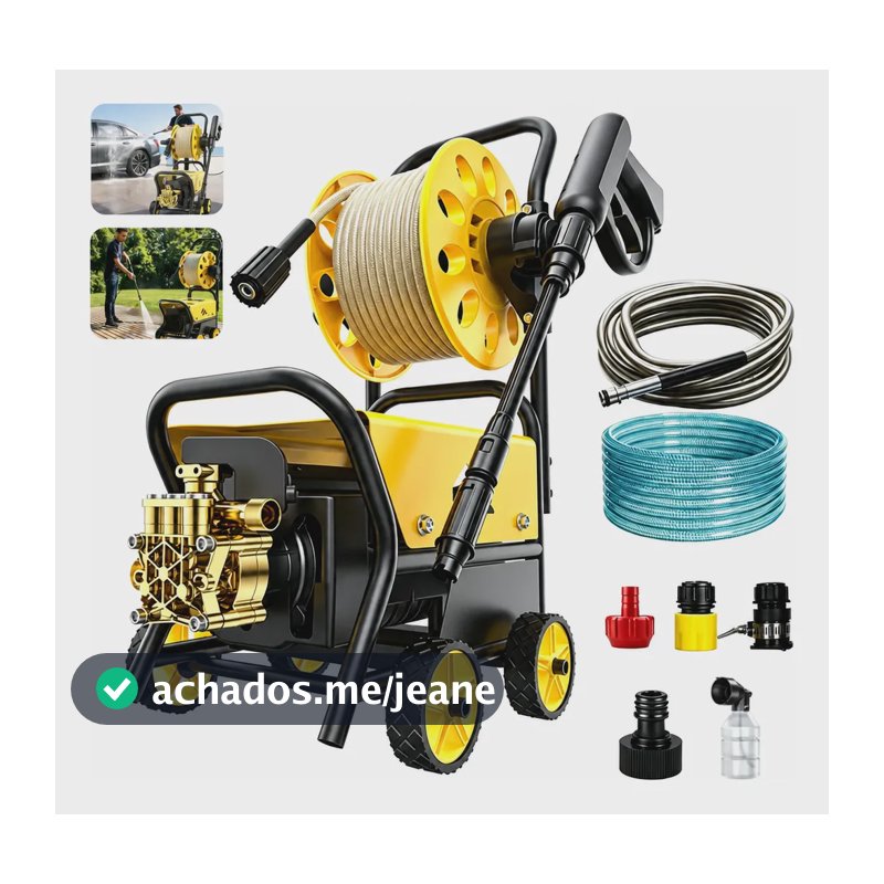 Lavadora De Alta Pressão Portatil 2800w Para Carros E Pátios Amarelo 220v 60hz