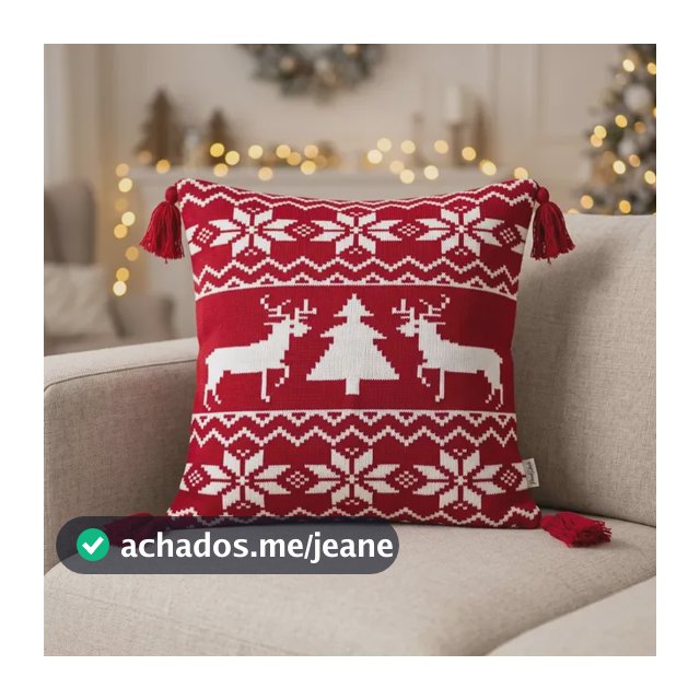 Capa De Almofada Tricô Decorativa Natal 50x50cm Sofá Luxo
