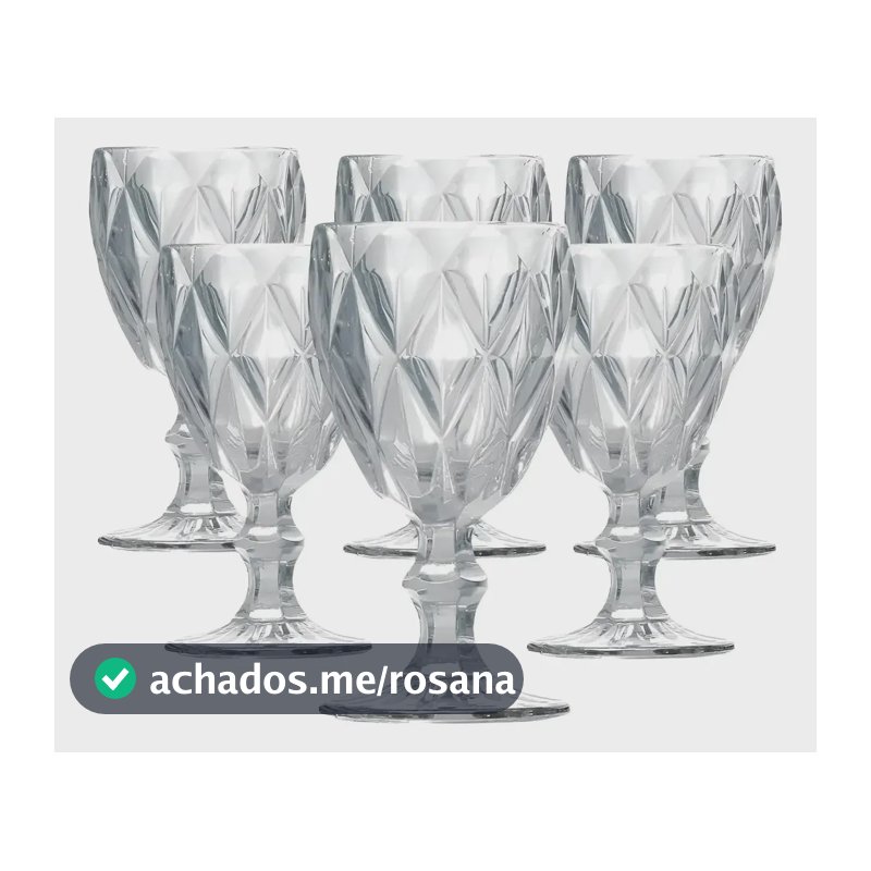 Jogo 6 Taças de Cristal 340ml Diamond Transparente vidro