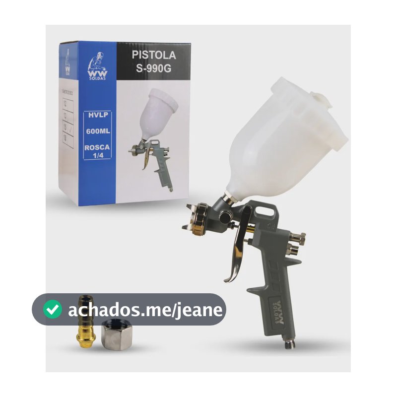 Pistola De Pintura S990 Bico 1.5 Gravidade Caneca 600ml Baixa Pressão