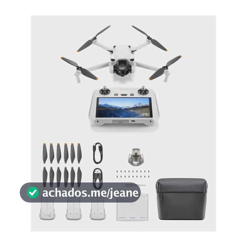 Drone DJI Mini 3 RC Fly More Combo Câmera 4K GPS 3 Baterias