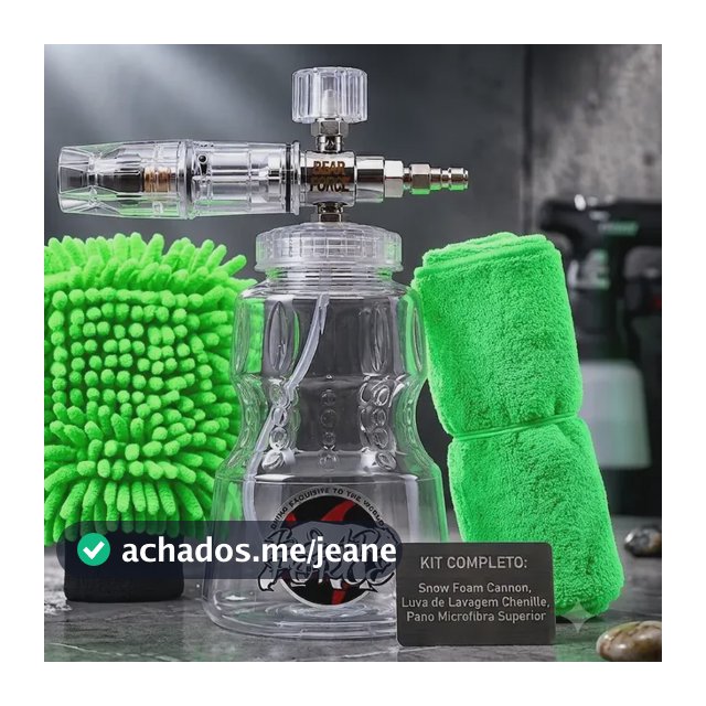 Kit Canhão Espuma Snowfoam Bearforce + Pano  Luva Microfibra Prateado