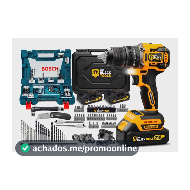 Parafusadeira Furadeira Impacto Brushless + Kit Bosch 68 Pçs Amarelo E Preto 127/220v 60hz