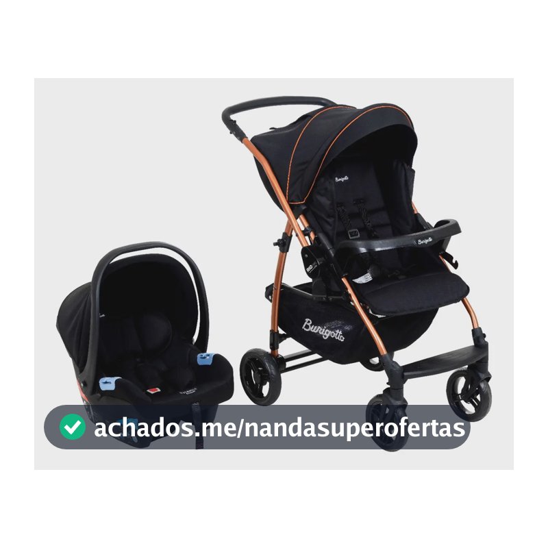 Travel System Carrinho Com Bebê Conforto Rio 22 Preto Cobre Burigotto