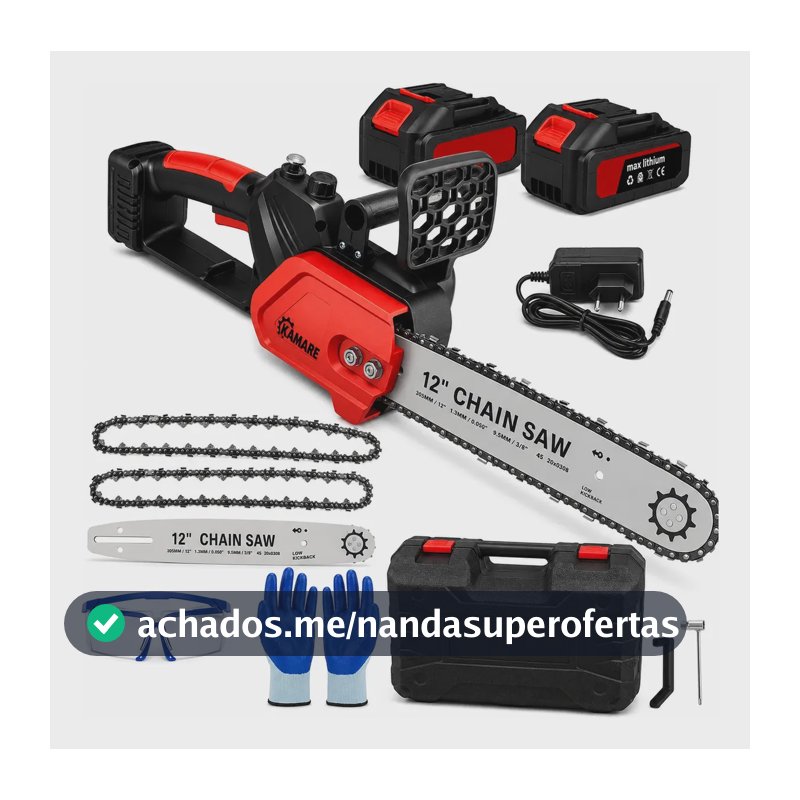 Moto Serra Elétrica 12 Polegadas 2 Baterias 48v Portátil Recarregável Profissional Kamare