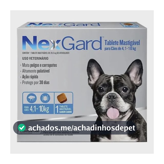 Antipulgas E Carrapatos NexGard Cães 4 a 10kg Comprimido Sabor Carne