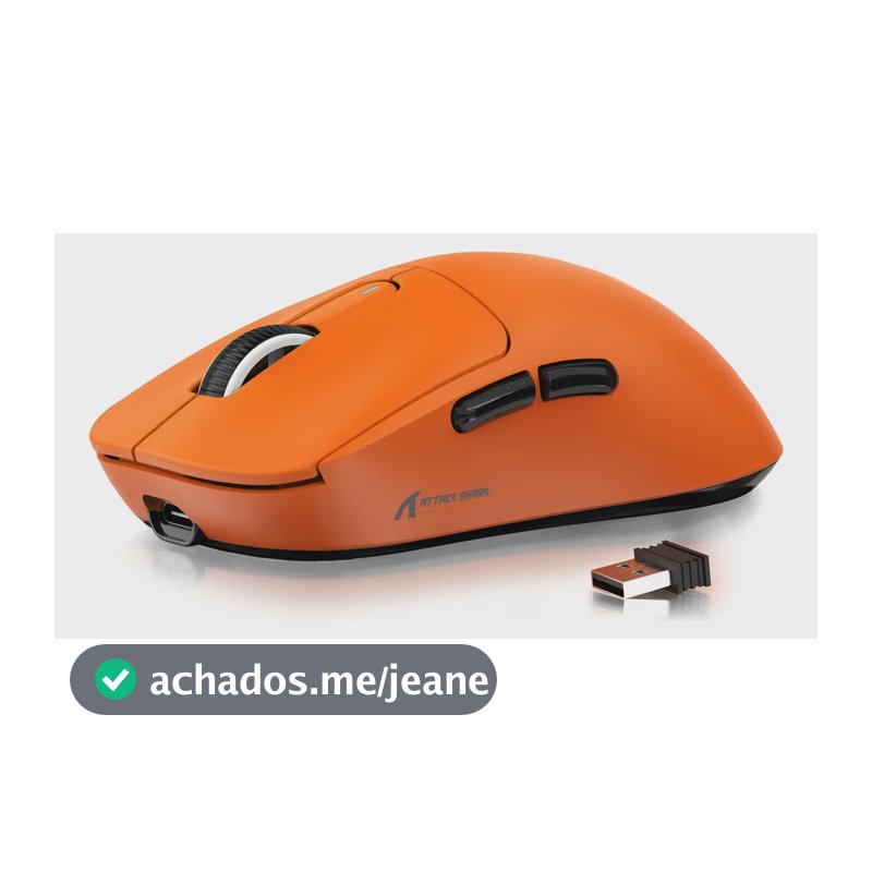 Mouse Gamer Attack Shark X3 Paw3395 Sem Fio 26000 Dpi Cor Laranja
