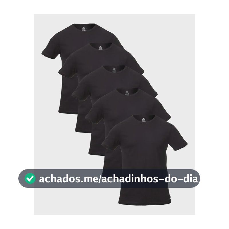 Kit Com 5 Camisetas Masculinas Básicas Slim Hering 4fv31den Preto Liso G