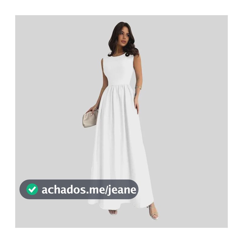 Vestido Longo Drapeado Feminino Duna Rodado Elegante Liso Branco Liso Gg