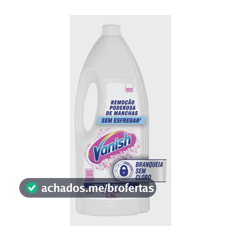 Tira Manchas Vanish Líquido Sem Cloro Crystal White para Roupas Brancas 1,5L