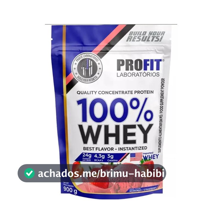 Whey protein Profit 100% Quality Concentrate em pó sabor Morango x 900g