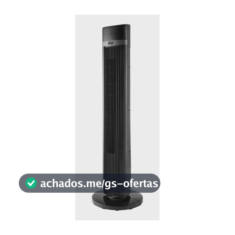 Ventilador Torre AIR SILENCE WAP Silencioso Oscilante com Controle Remoto 4 Velocidades e Desligamento Automático