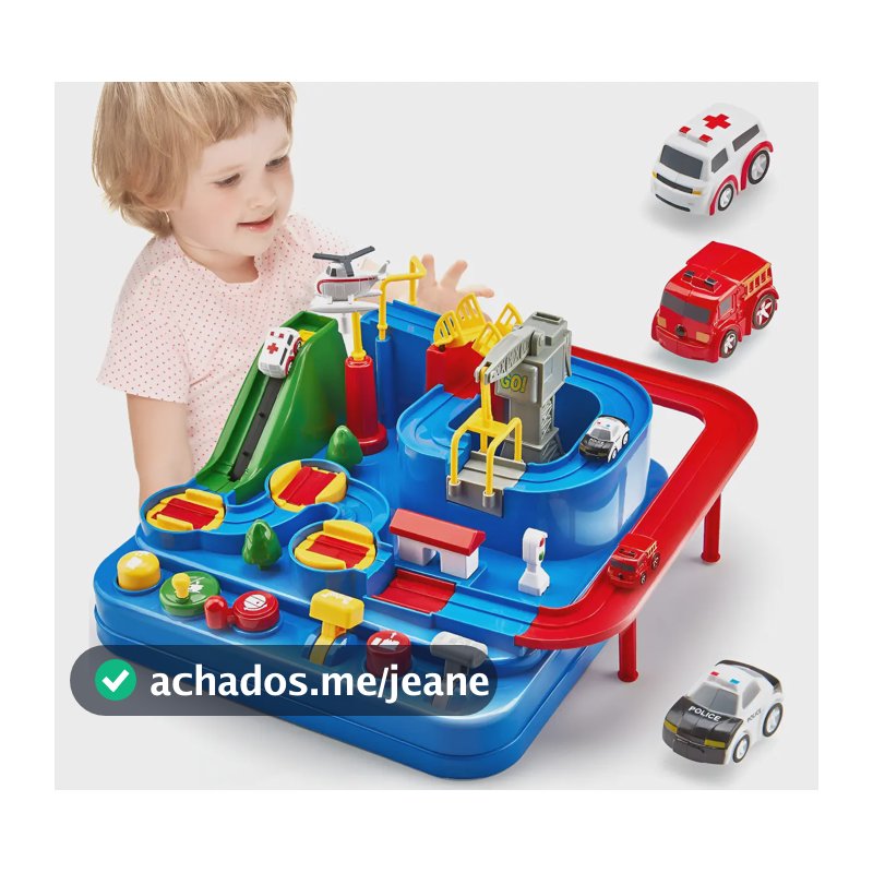 Brinquedo Carrinho Educativo Infantil Pista Carro Montessori Azul