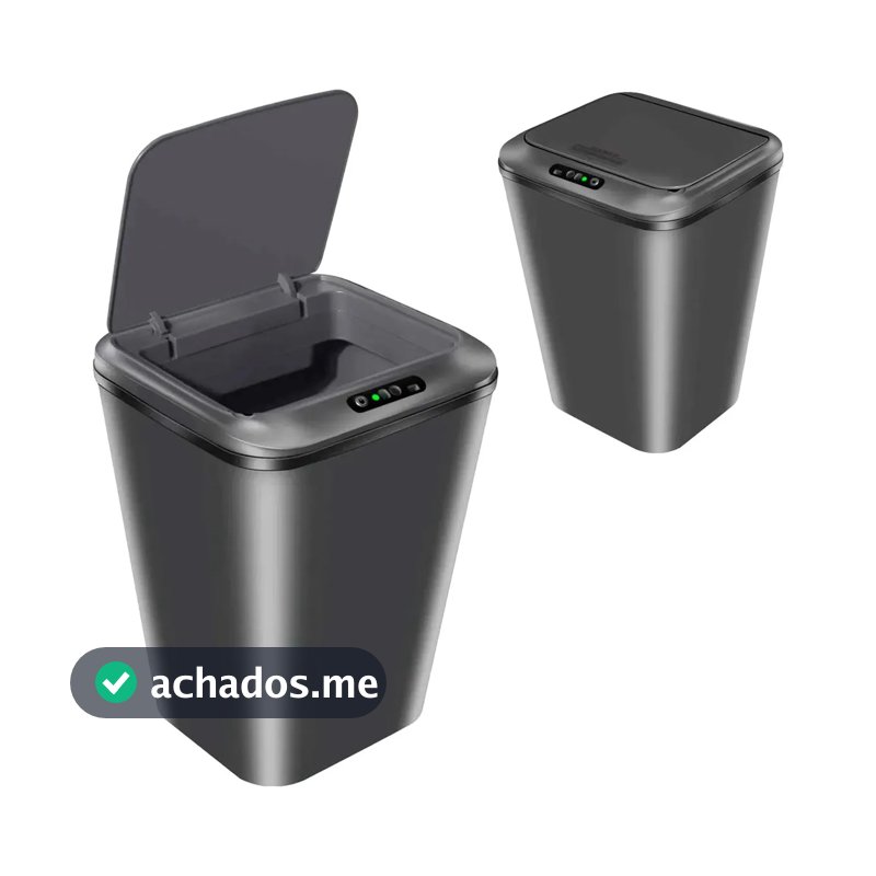 Lixeira Inteligente Automática Recarregável USB 3 Modos Abertura Tampa Silenciosa Lixeira Para Banheiro Cozinha Quarto Cor Cinza 87001