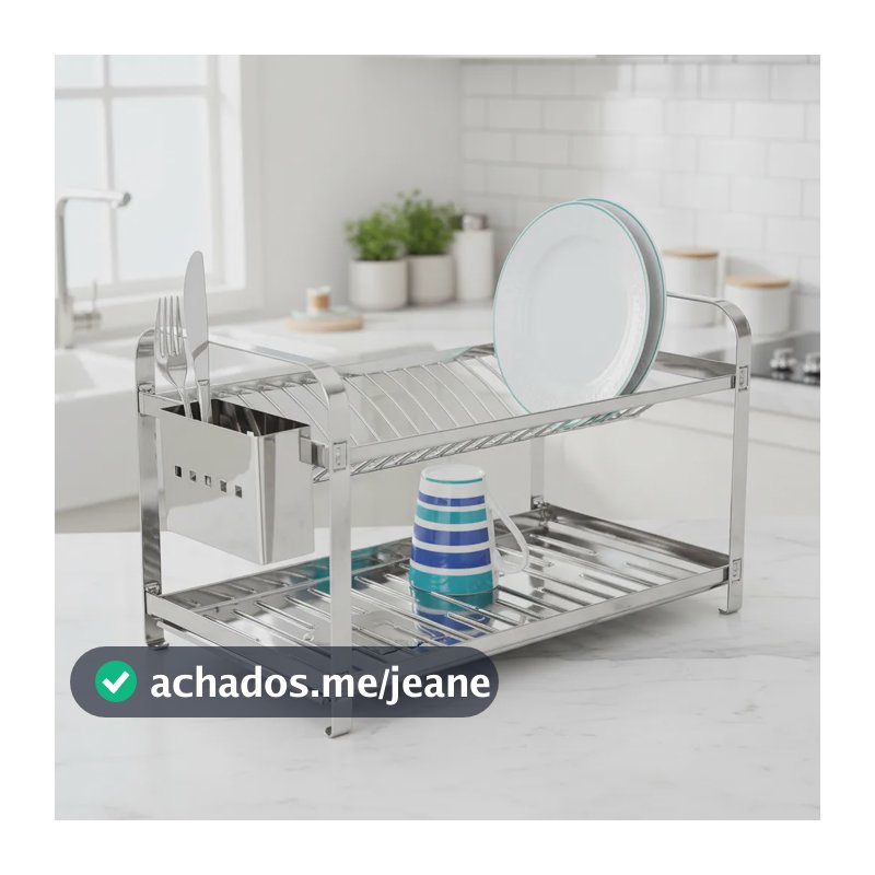 Escorredor Louca Secador Inox 20 Pratos Porta Talher Inox Inox