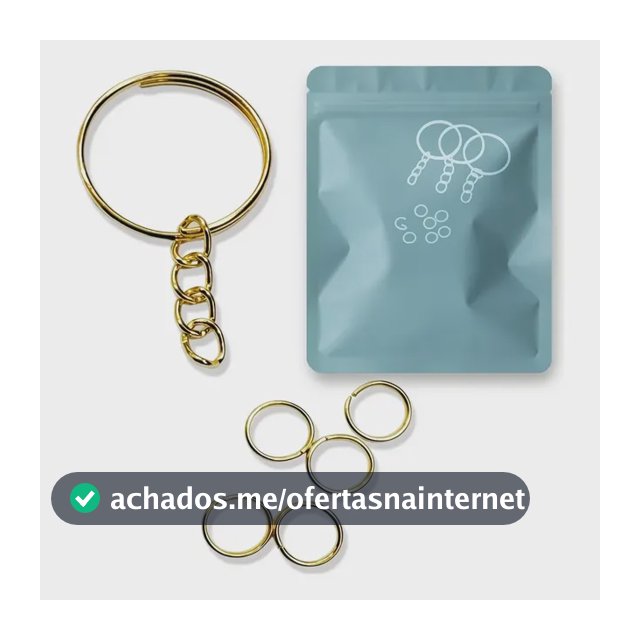 Argola Chaveiro 20mm C/ Corrente + Elo Dourado 1000 Peças