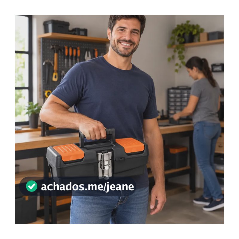 Caixa de Ferramentas Arqplast Plástico 4 Compartimentos Cadeado Preto