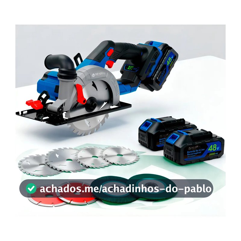 Serra Circular Profissional Several 48v Com 2 Baterias Recarregáveis Sem Fio Motor Brushless Azul