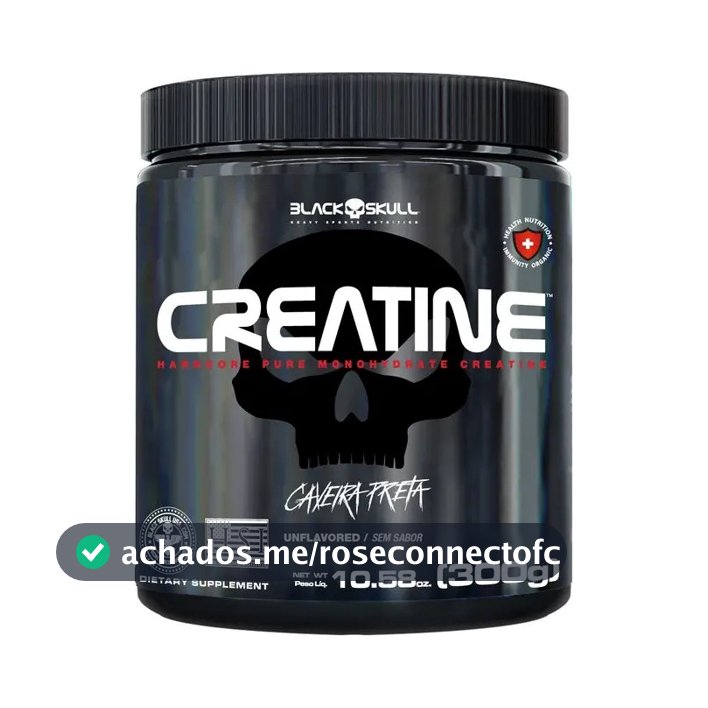 Creatina monohidratada pura Black Skull Pura 300g - 100% Monoidratada em pó Sem sabor x 300g