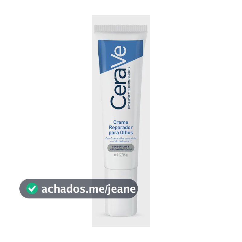 Creme Reparador para Olhos com 3 Ceramidas Essenciais e Ácido Hialurônico, Hidrata e Restaura a Barreira Protetora, Reduz Olheiras e Bolsas, Sem Perfume e Não Comedogênico, CeraVe, 15g