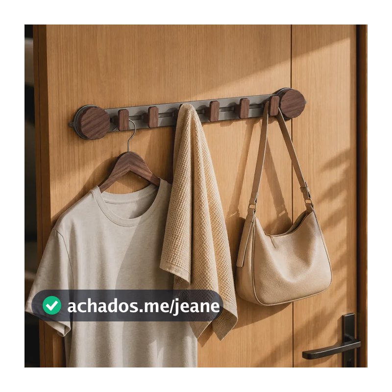 Suporte De Parede Robusto Com 6 Ganchos Cabide Toalha Roupa Cinza