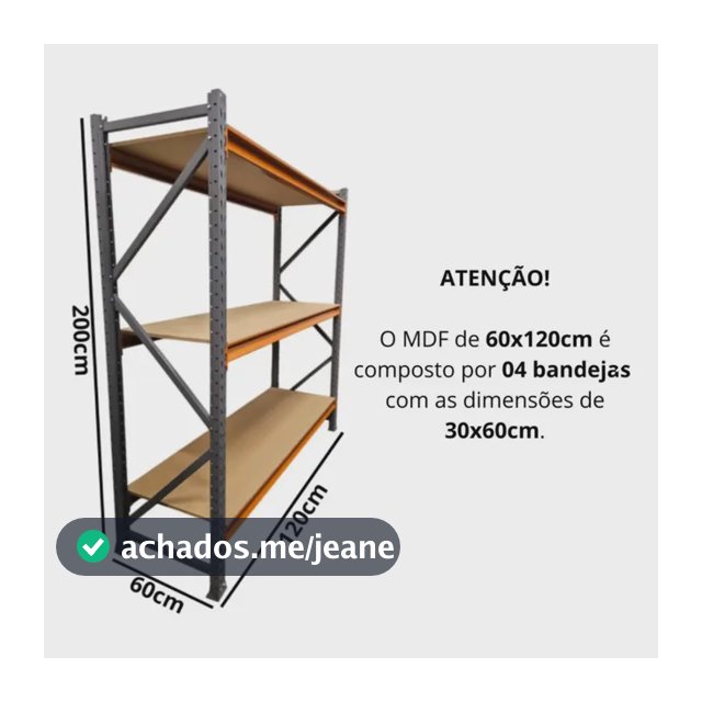 Porta Pallet Slim  200x60x120cm Mdf Cru Incluso Não Possuii