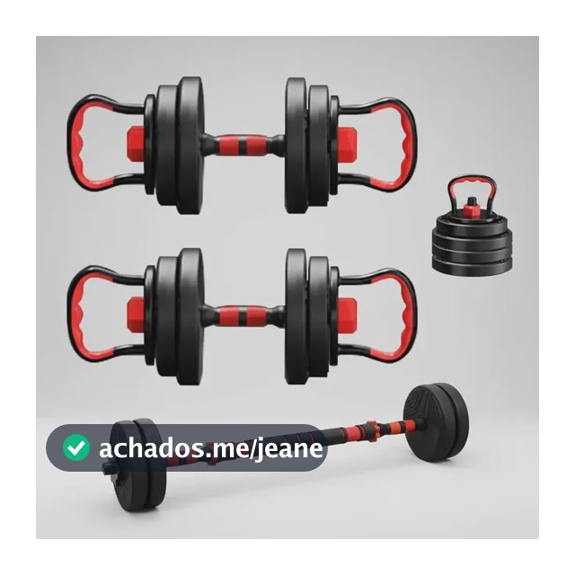 Kit Halteres 6 Em 1 Peso Musculação 15kg Ajustável Halter Preto-vermelho