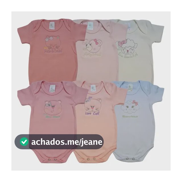 Kit Body Bebê 6 Peça Manga Curta Bor. Bicho Molhado Menina