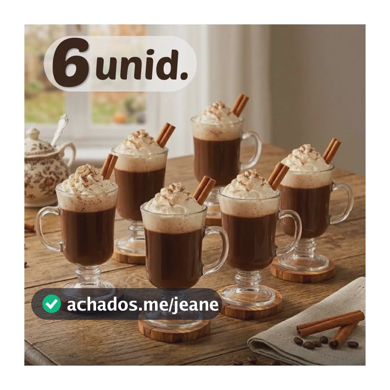 Jogo 6 Canecas Xícara 120ml Nespresso Dolce Gusto Vidro Café Capuccino