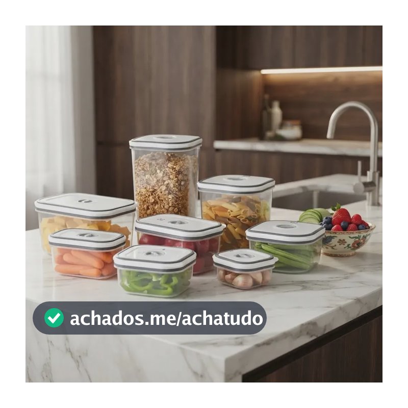Potes Herméticos Electrolux Kit com 8 Transparente Com Tampa Branca Porta Mantimentos e Alimentos
